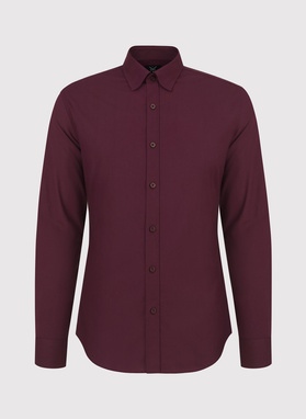 Bordowa gładka koszula męska