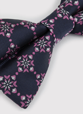 Męska mucha w kolorze granatowym w różowy wzór