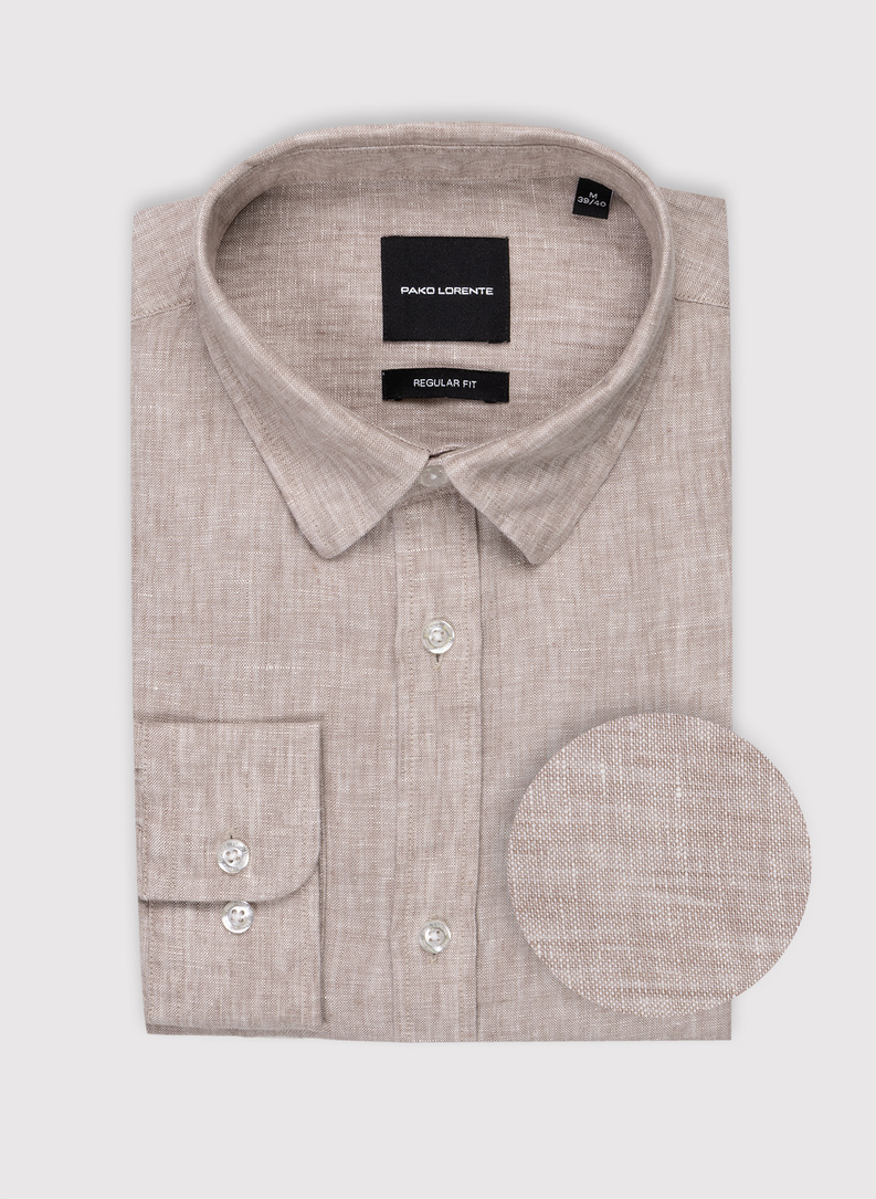 Lniana koszula w kolorze beżowym