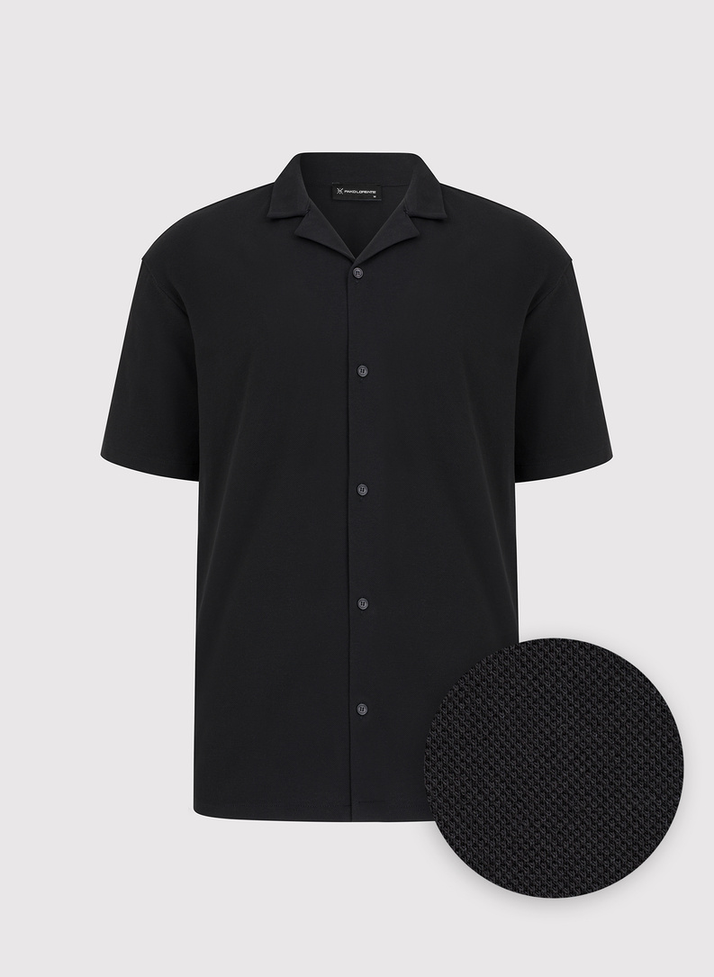 Koszula męska w kolorze czarnym z krótkim rękawem