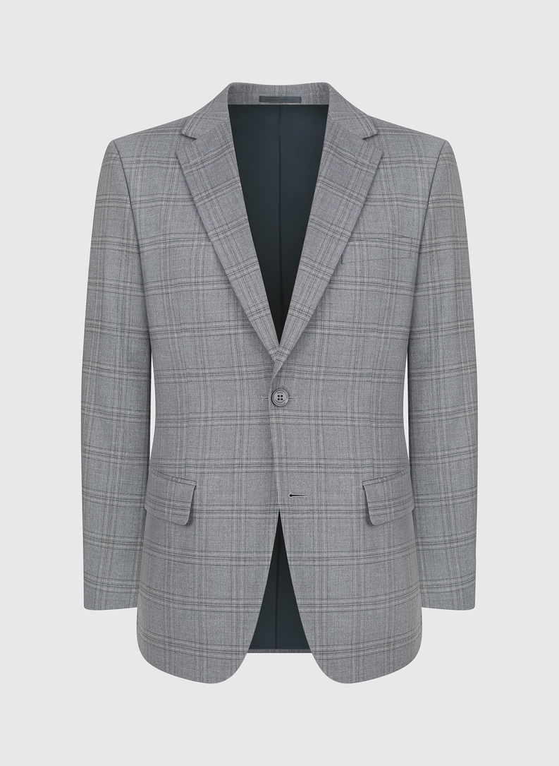 Szara marynarka casualowa w kratę