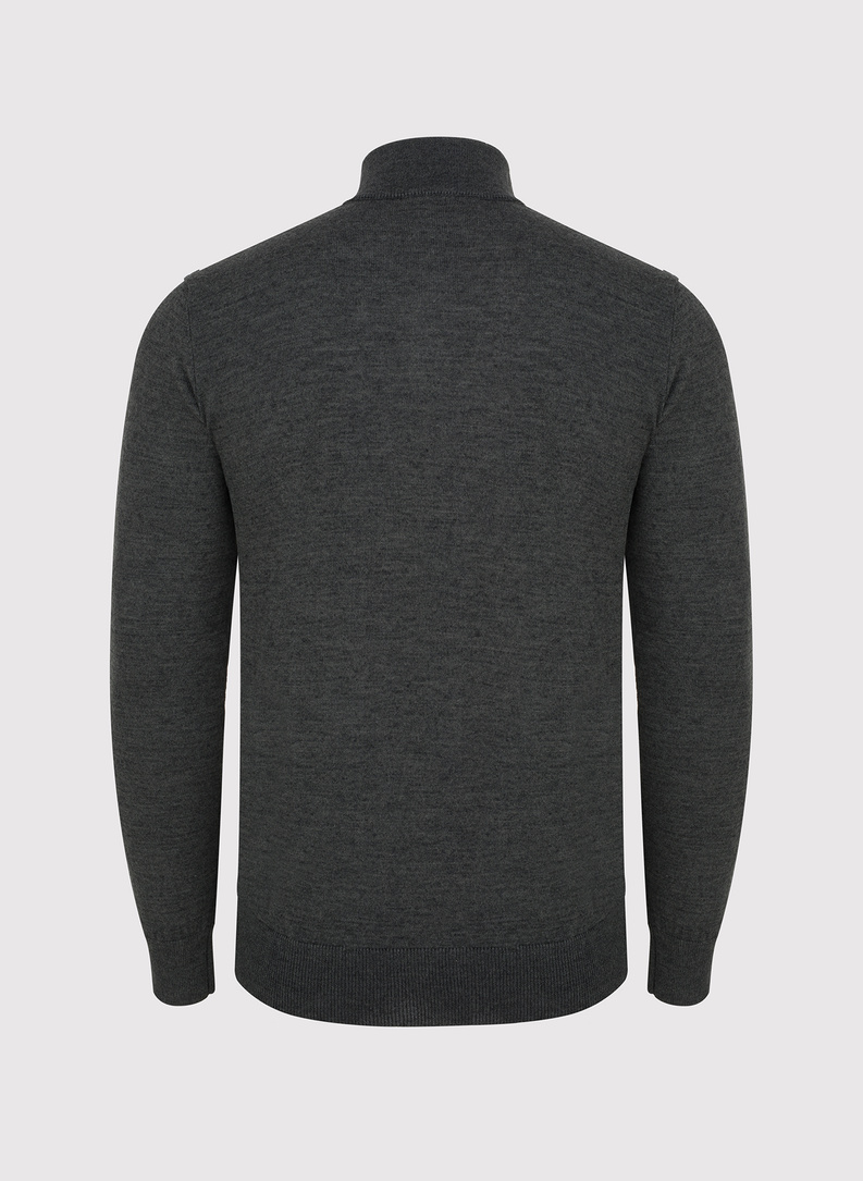 Grafitowy sweter męski ze stójką