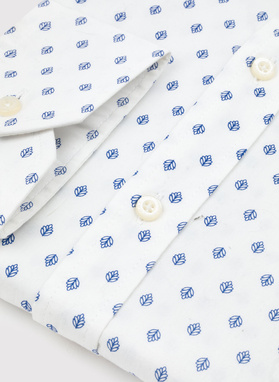 Biała koszula męska w granatowe listki