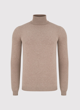 Beżowy gładki golf męski