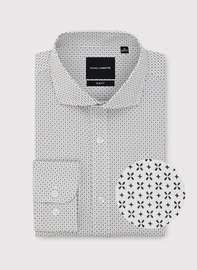 Biała koszula męska w mikrowzór