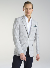 Jasnoszara marynarka męska w kratkę