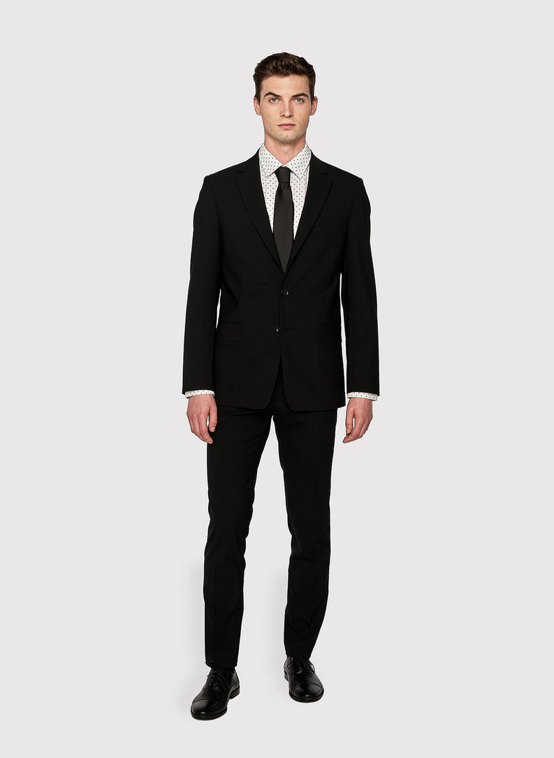 Gładki garnitur męski w kolorze czarnym