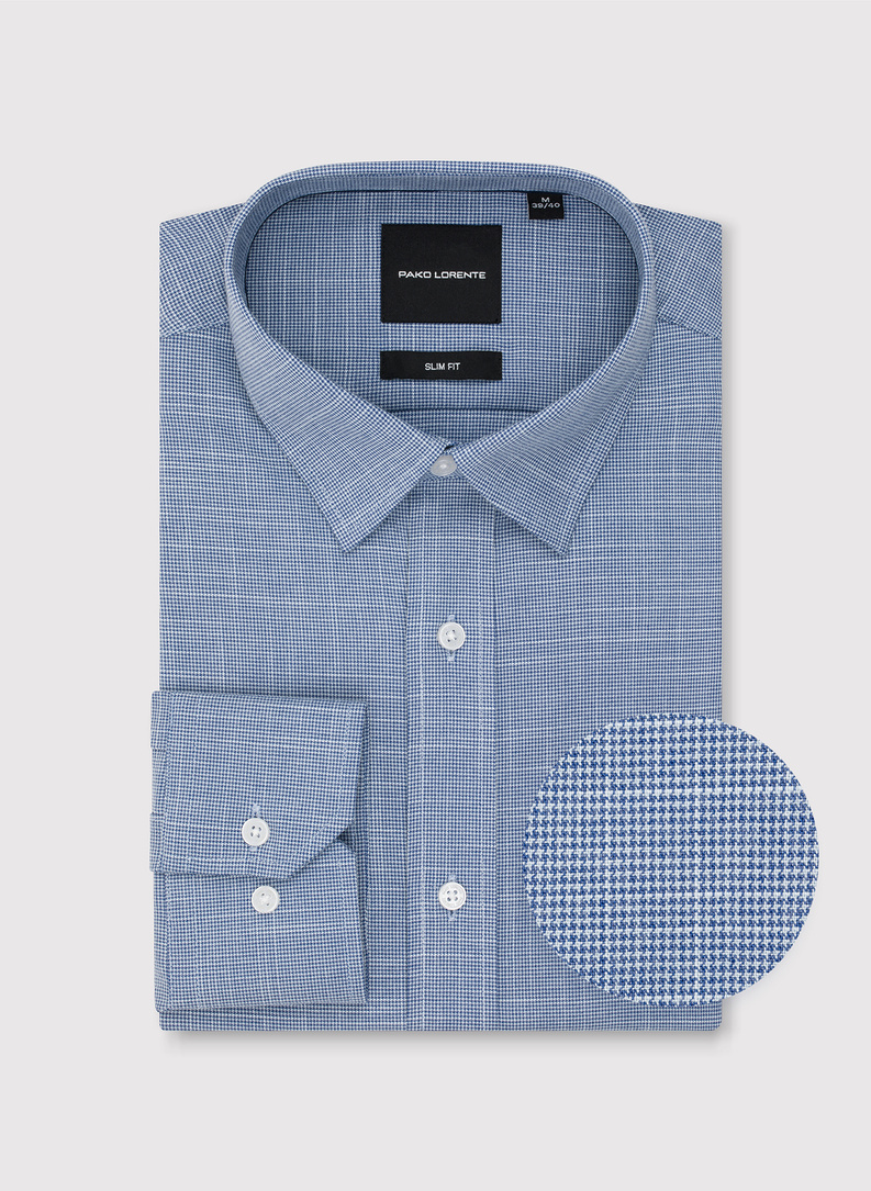 Granatowa koszula w drobną kratę