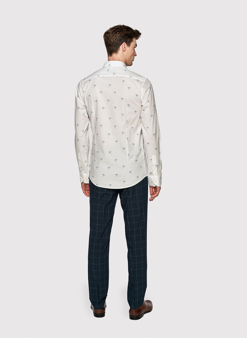 Biała męska koszula w palmy