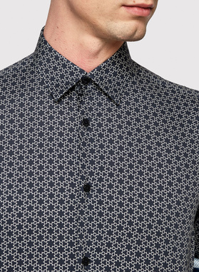 Granatowa koszula męska w biały wzór
