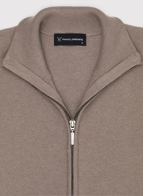 Sweter męski rozpinany w kolorze beżowym