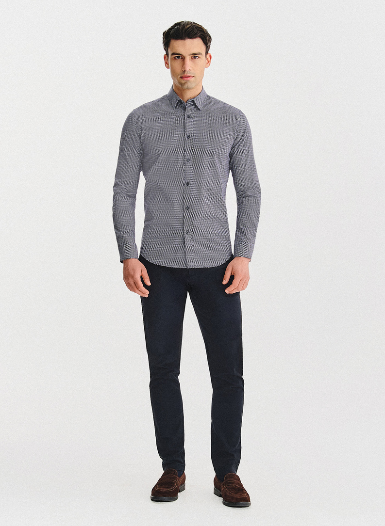 Granatowa koszula w kwiaty