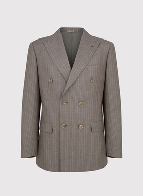 Beżowa marynarka garniturowa w prążki