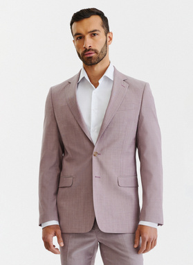 Wełniany różowy gładki garnitur męski