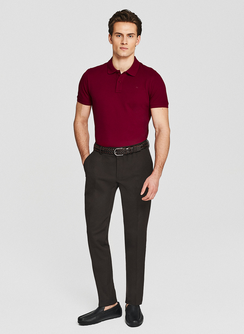 Bordowe bawełniane polo męskie
