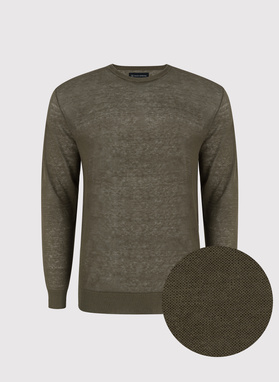 Zielony lniany sweter 