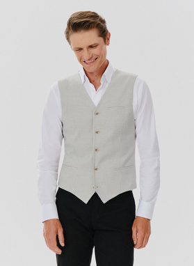 Jednorzędowa kamizelka męska w drobną kratę