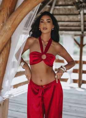 Komplet Top i Spodnie MIREYA SET burgundowy