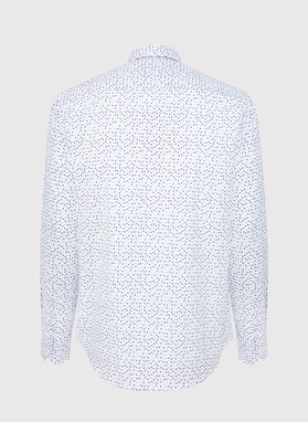 Biała koszula męska w niebieskie listki