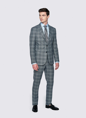 Szara marynarka garniturowa w kratę