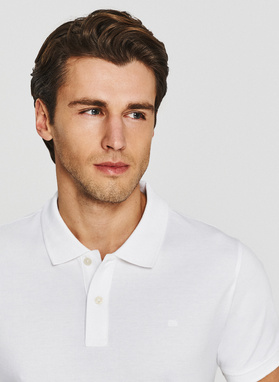 Białe męskie polo z bawełny