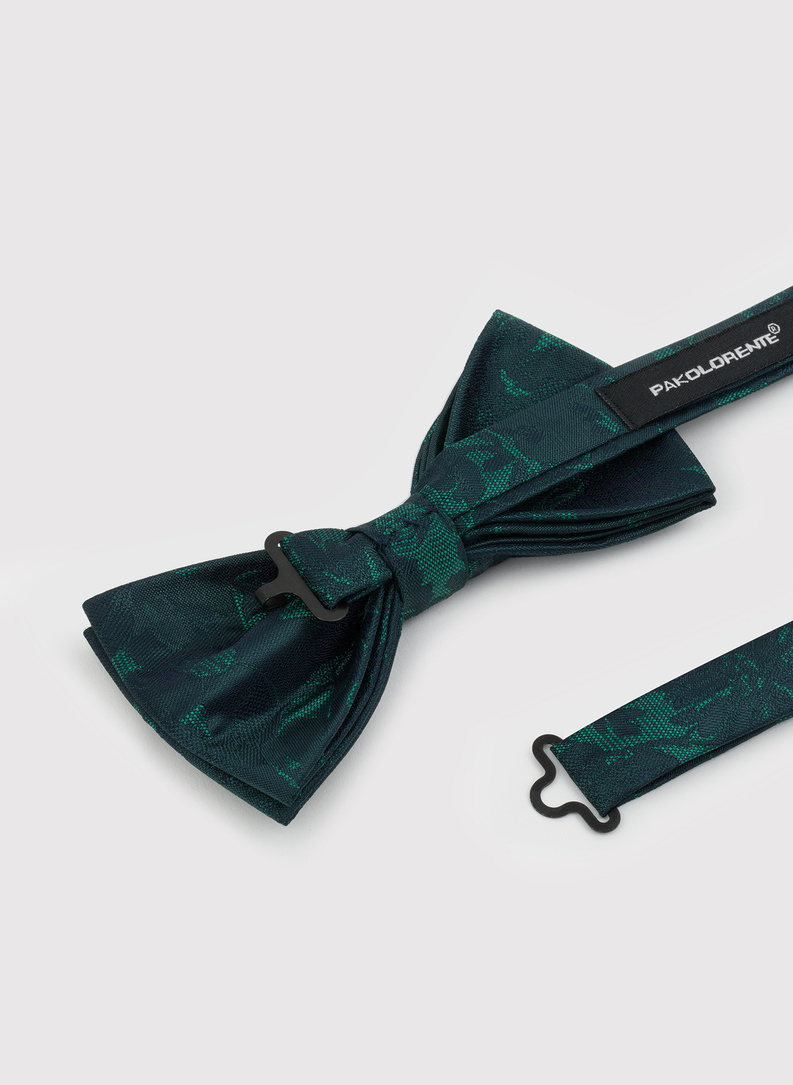 Zielona mucha męska we wzór kwiatowy