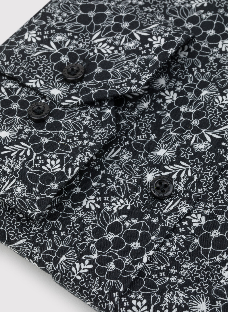 Czarna koszula męska w kwiatowy deseń