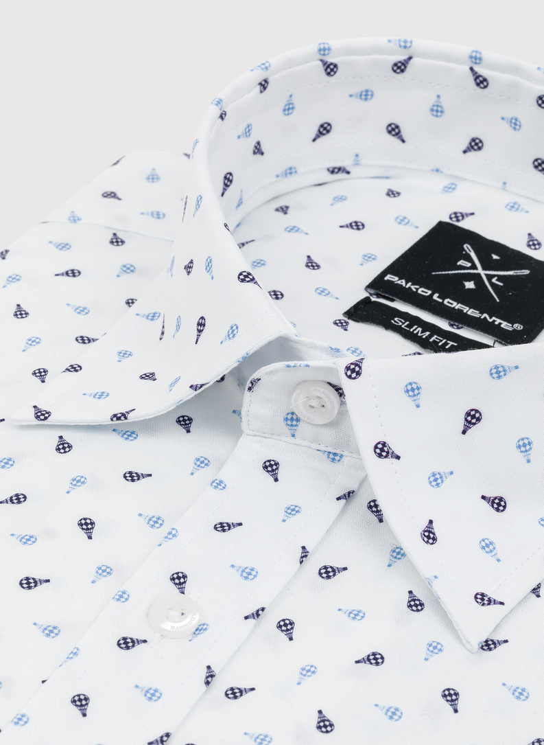 Biała koszula męska w drobny wzór