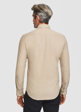 Beżowa koszula z lnem