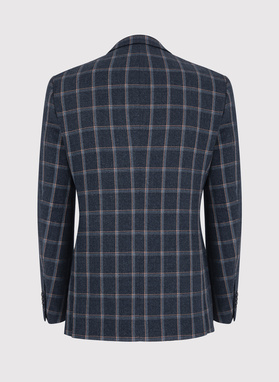 Granatowa casualowa marynarka męska w kratę