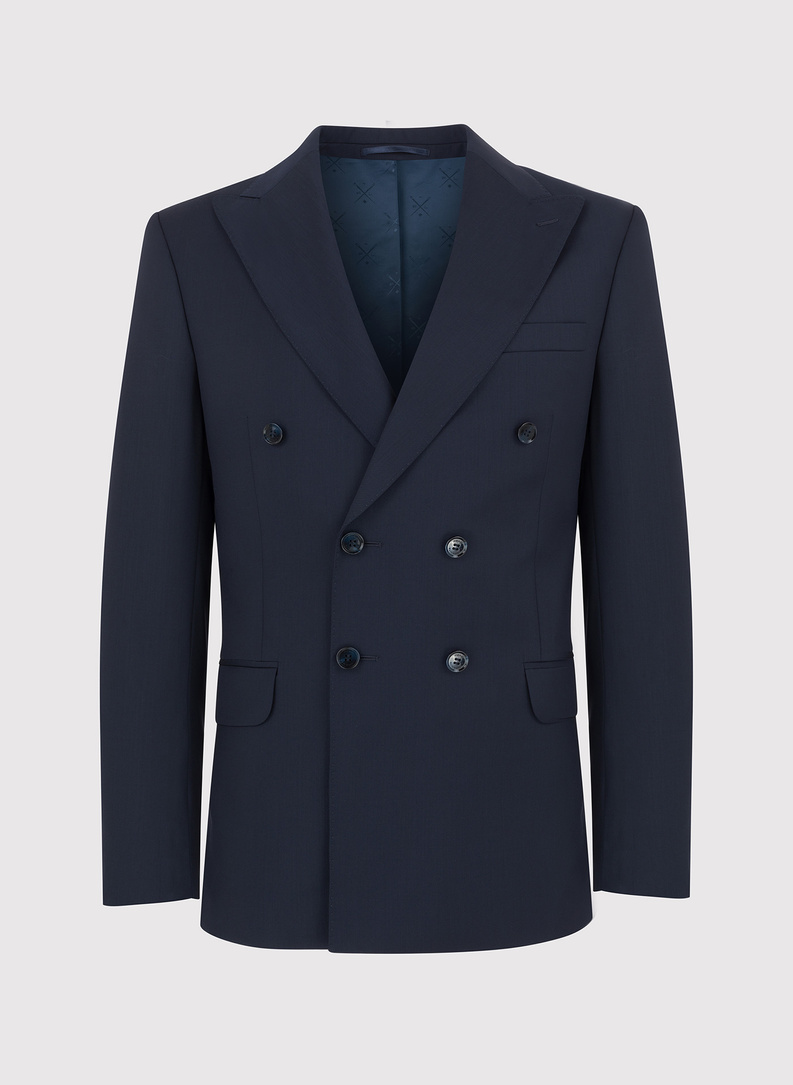 Granatowy garnitur dwurzędowy