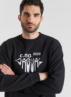 Czarna bluza oversize z okrągłym dekoltem C21SF-2B-002-C