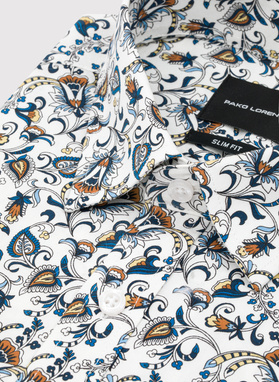 Biała koszula męska kolorowe kwiaty