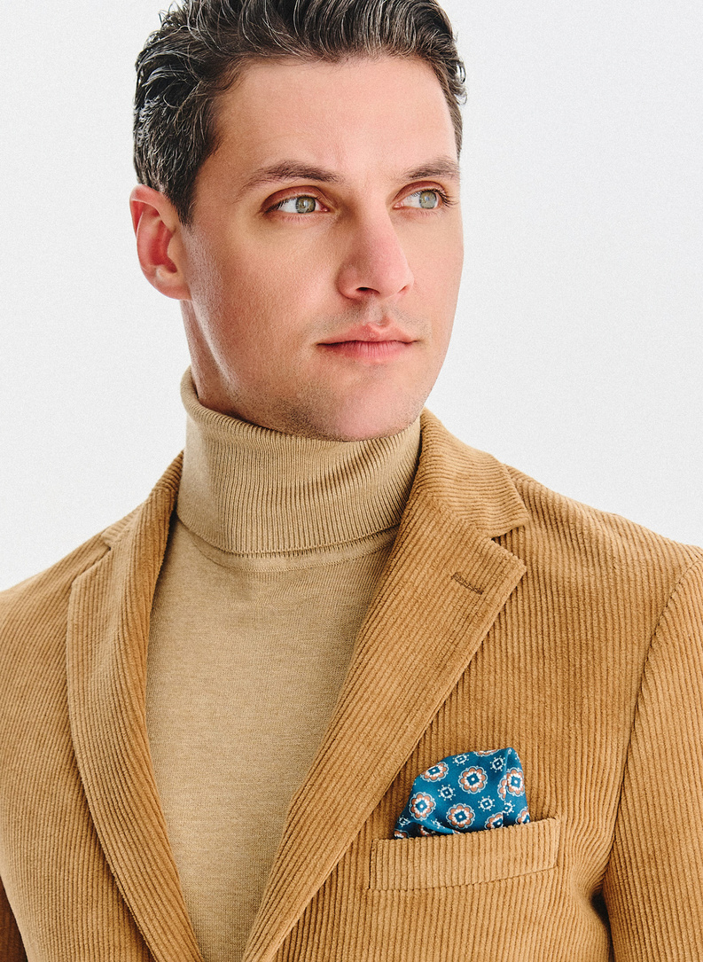 Beżowa sztruksowa marynarka męska