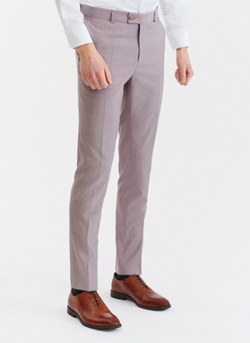 Wełniany różowy gładki garnitur męski