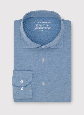 Jasnoniebieska dzianinowa koszula męska