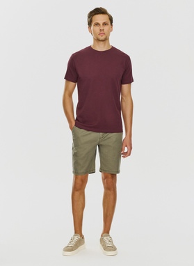 Bawełniany bordowy t-shirt z okrągłym dekoltem