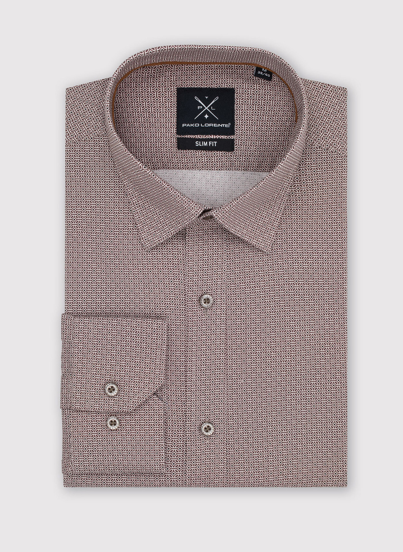 Brązowa koszula męska w mikrowzór 