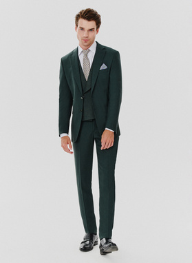 Dwuczęściowy garnitur męski w kolorze zielonym