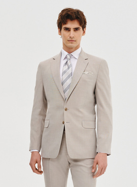 Gładki beżowy garnitur męski