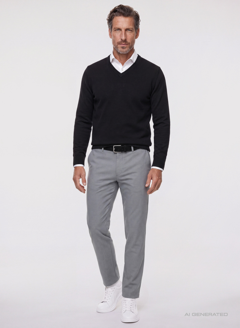 Czarny sweter v-neck