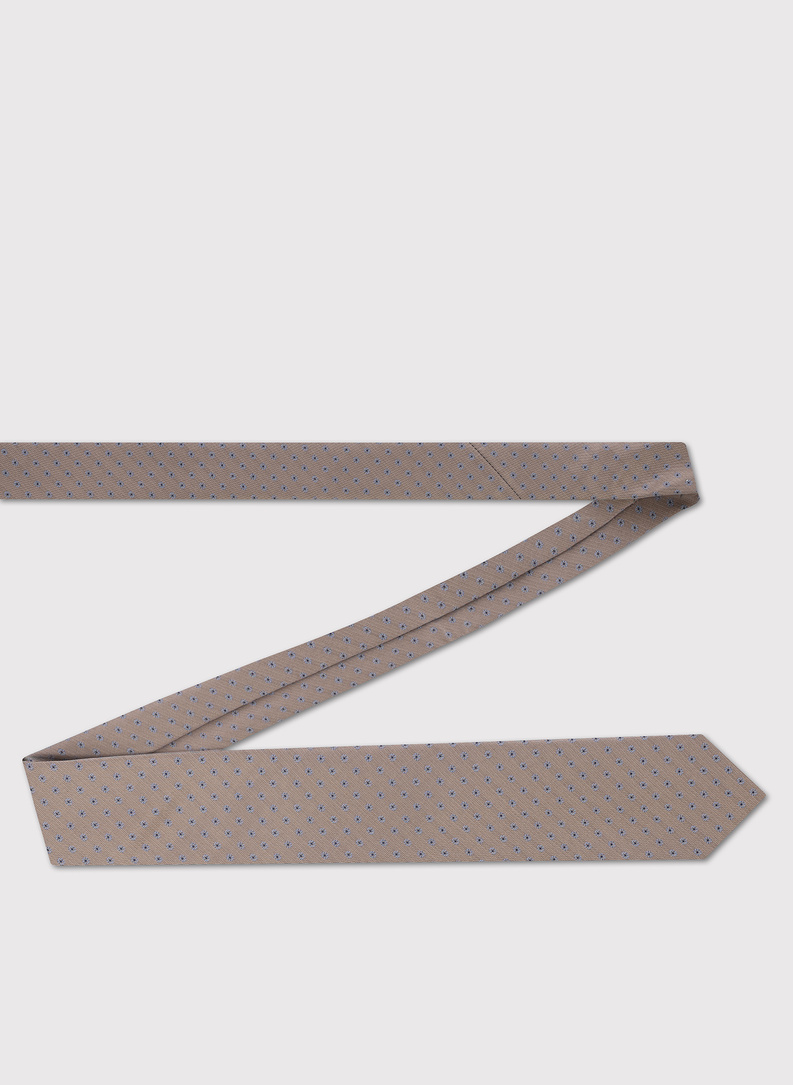 Beżowy krawat w mikrowzór