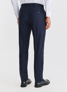 Wełniane granatowe spodnie garniturowe