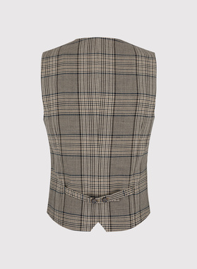 Kamizelka męska w beżowo-brązową kratę