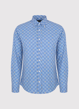 Koszula męska w biało-niebieski mikrowzór 