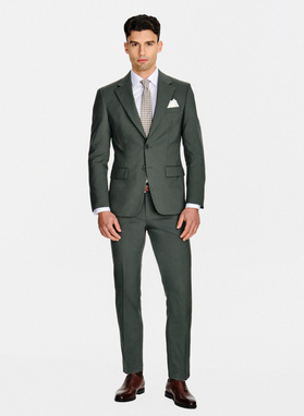 Zielone wełniane spodnie garniturowe