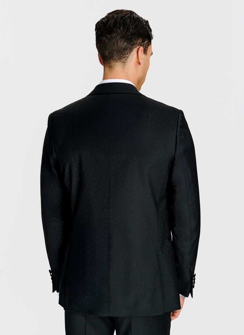 Czarna żakardowa marynarka smokingowa