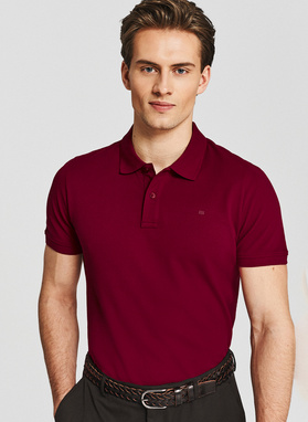 Bordowe bawełniane polo męskie