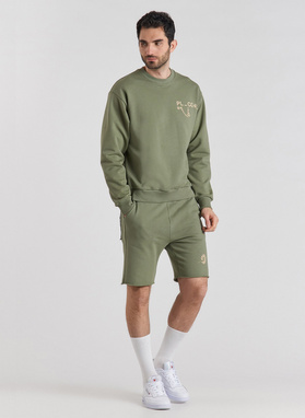 Zielona bluza oversize z okrągłym dekoltem C21SF-2B-005-Z