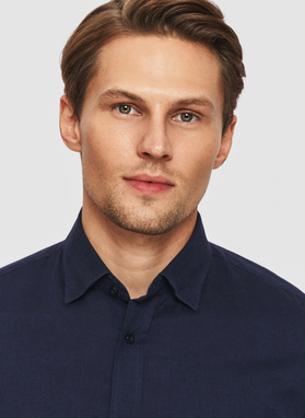 Granatowa koszula z lnem